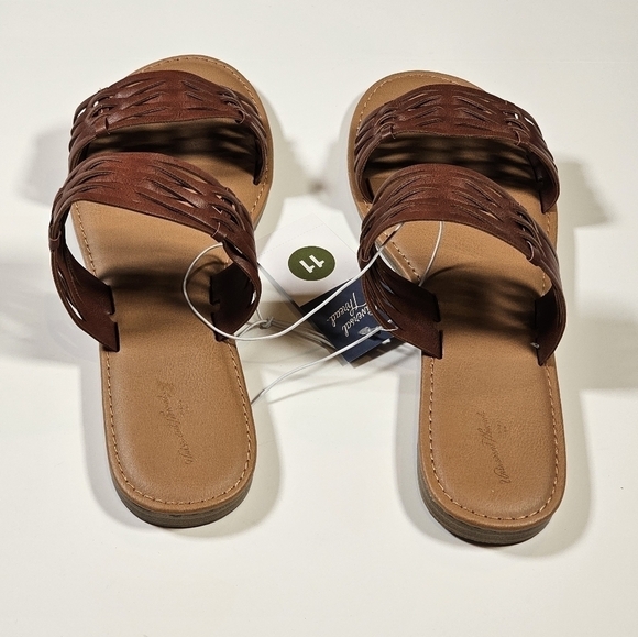 Universal Thread Women's Size 11 Addie Two Band Slide Sandals Brown - Picture 6 of 10
